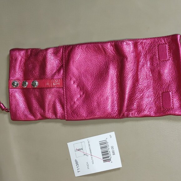 Brighton Nolita Shimmer Small Trifold Wallet Metallic Pink Leather Card Holder - Picture 7 of 11